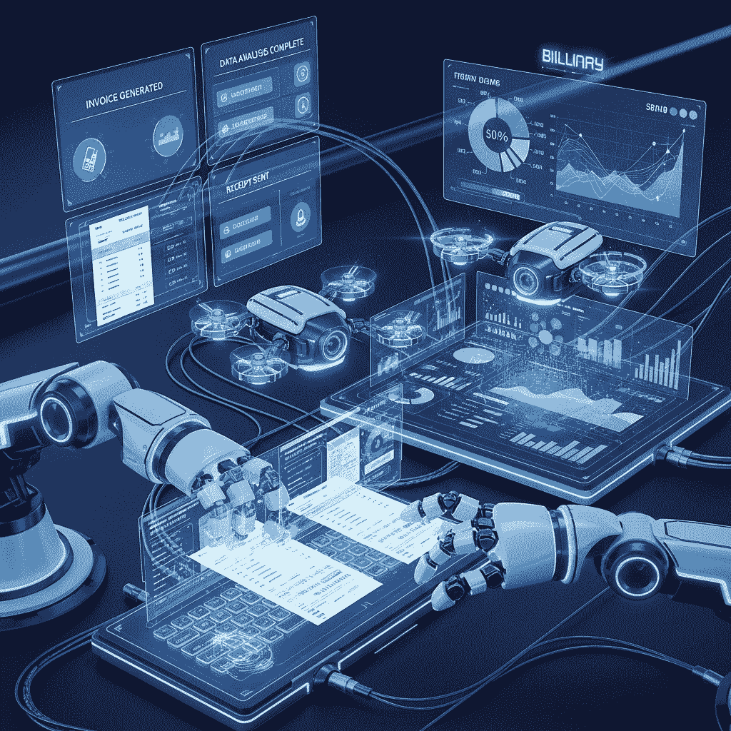 Retail shop owner using BillArc for billing at the counter.